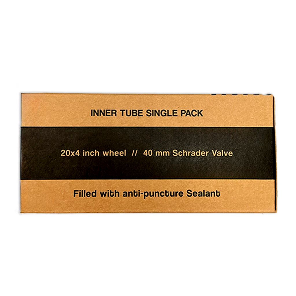 20 x 4 inch fat tire bike tube. Self Sealing Bike Tube for Fat Tire Bikes. 20x4" self sealing bike tube. Electric Cruise Company self sealing bike tubes. The best 20x4 bike tubes. 20" x 4" bike tubes. self sealing 20 x 4 in bike tubes